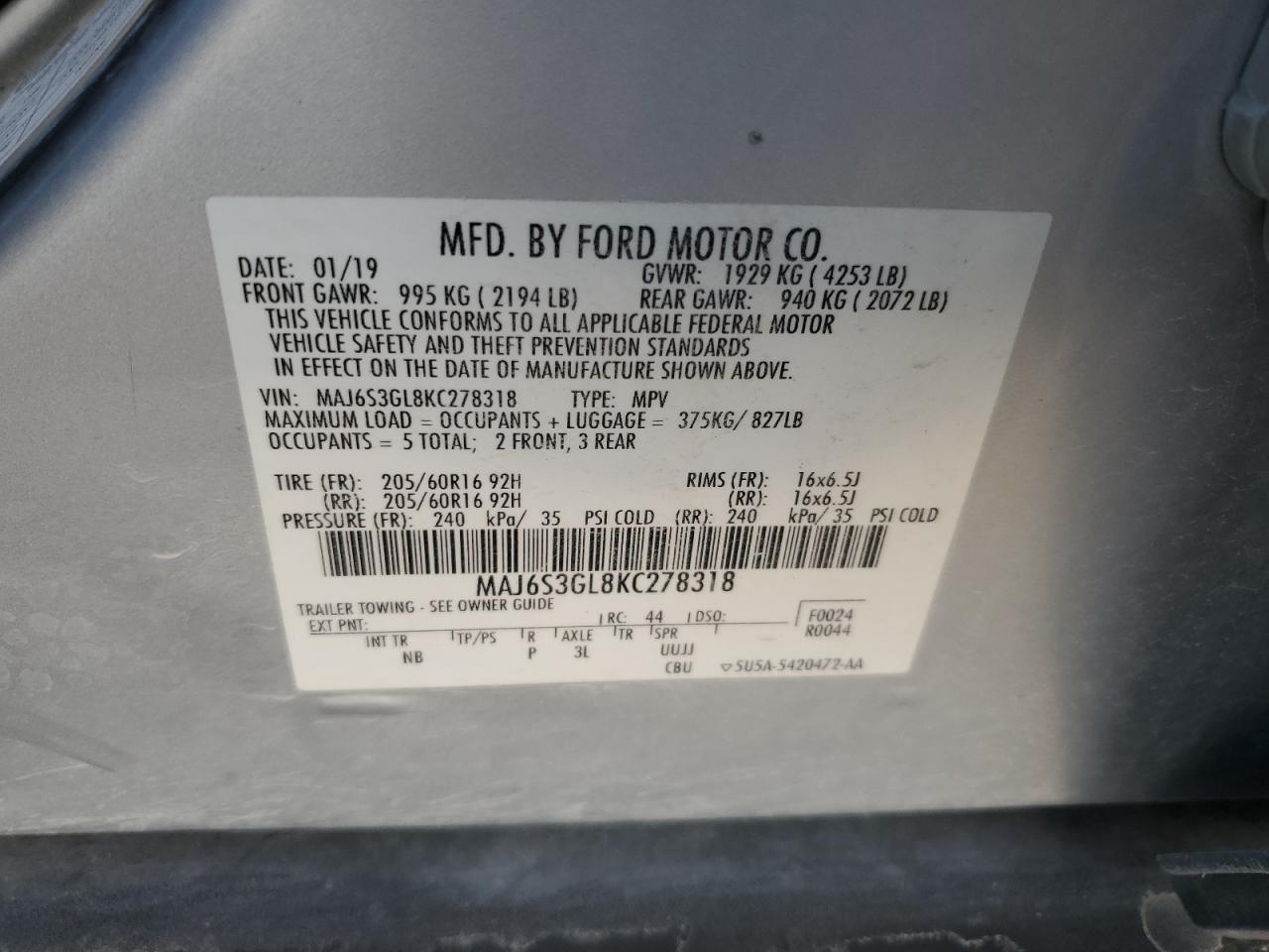 2019 FORD EcoSport