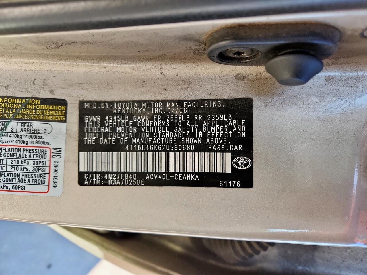 2007 TOYOTA CAMRY