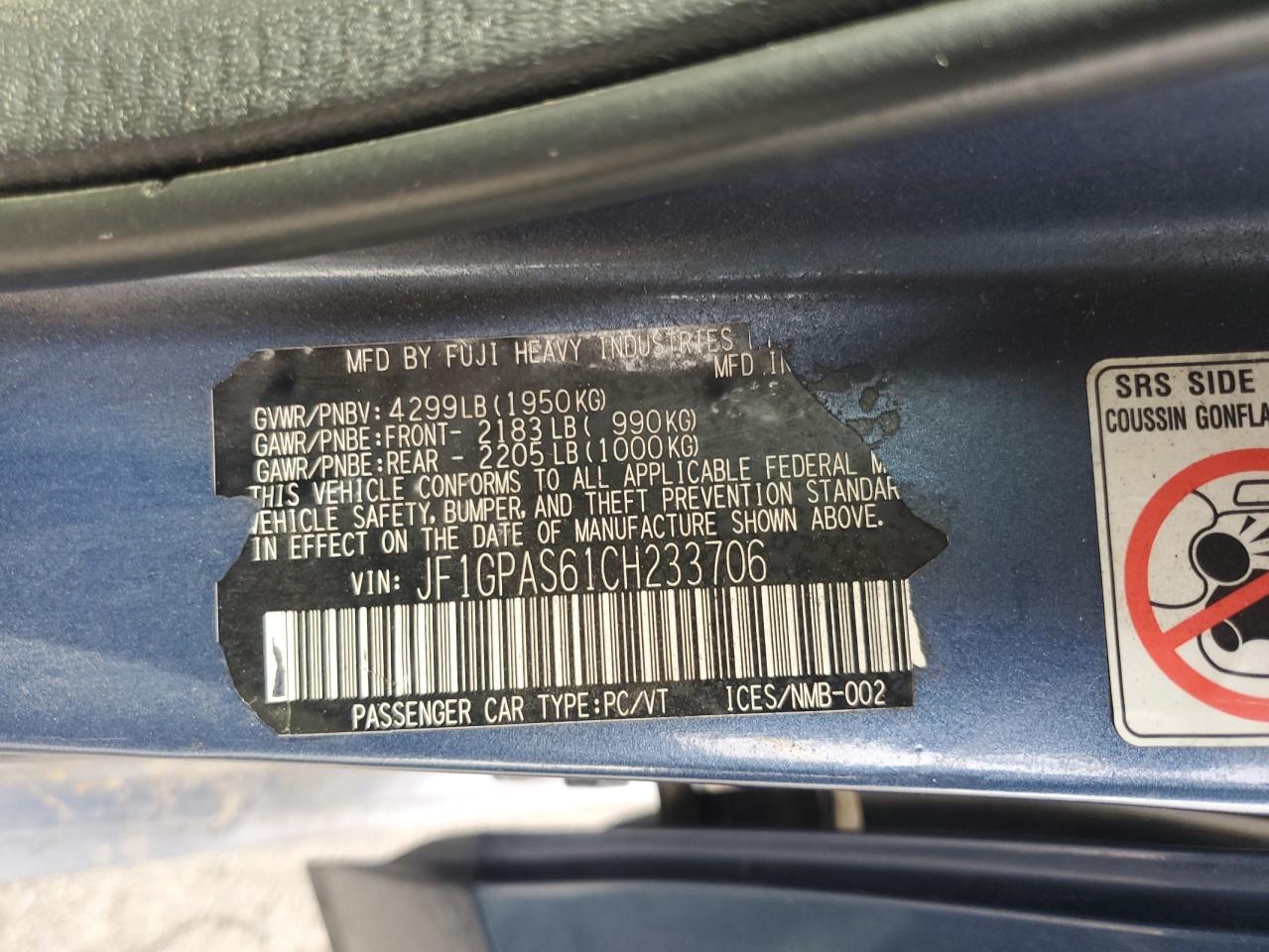 2012 SUBARU IMPREZA