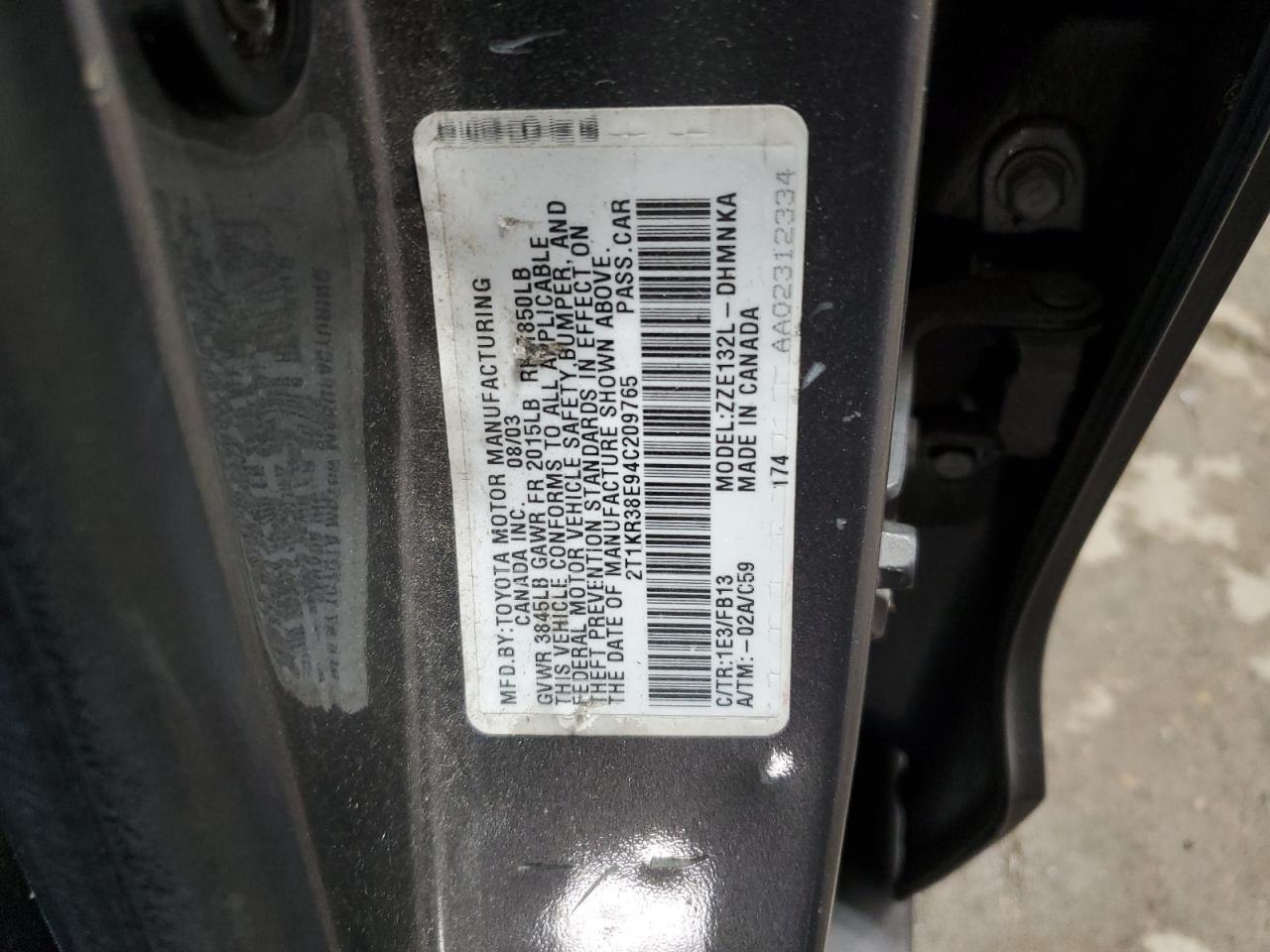 2004 TOYOTA COROLLA