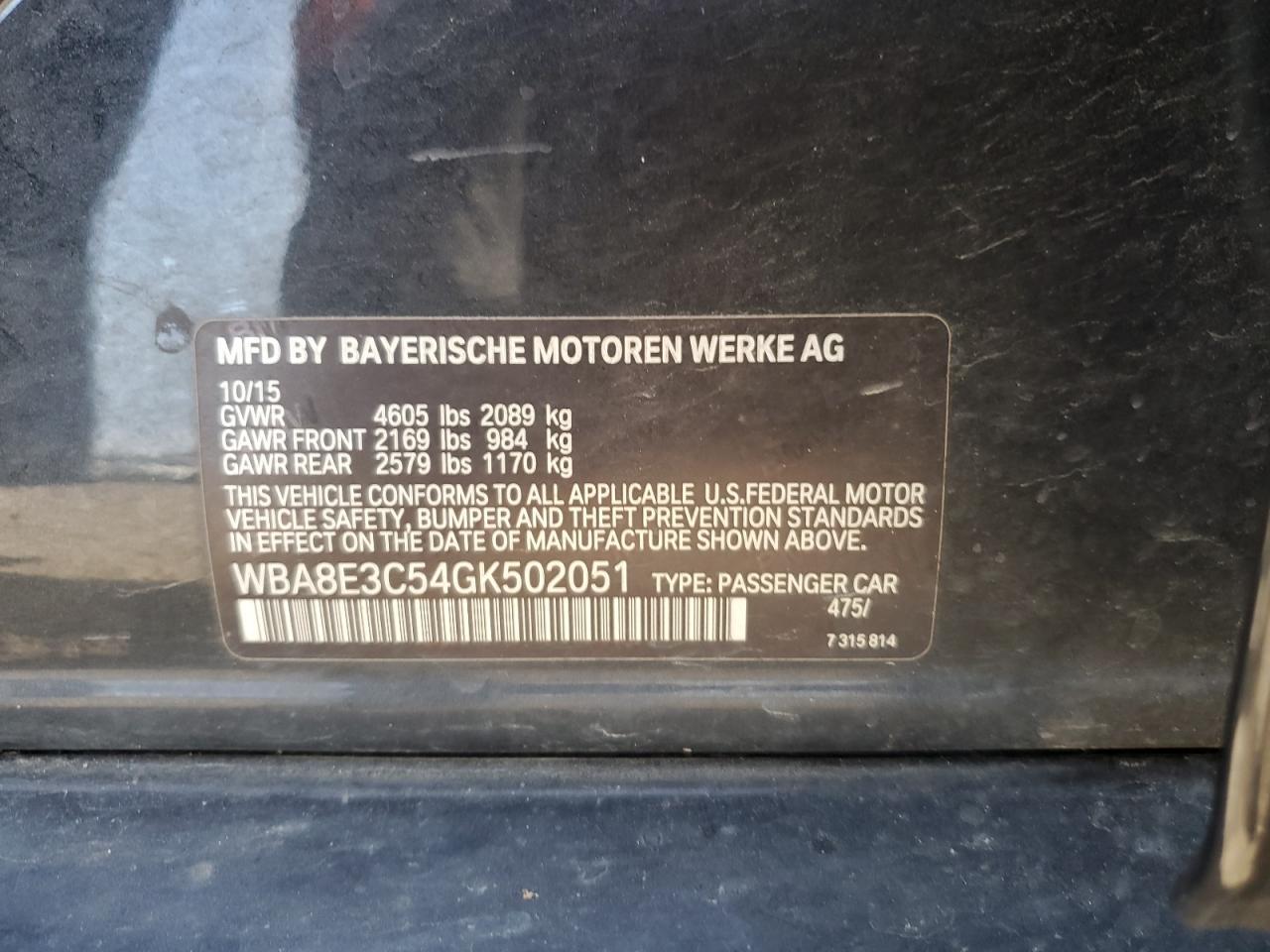 2016 BMW 3 SERIES