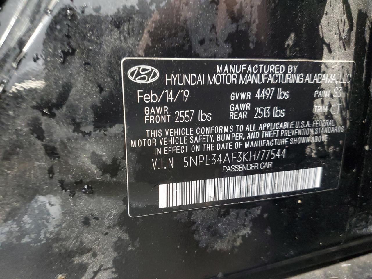 2019 HYUNDAI SONATA