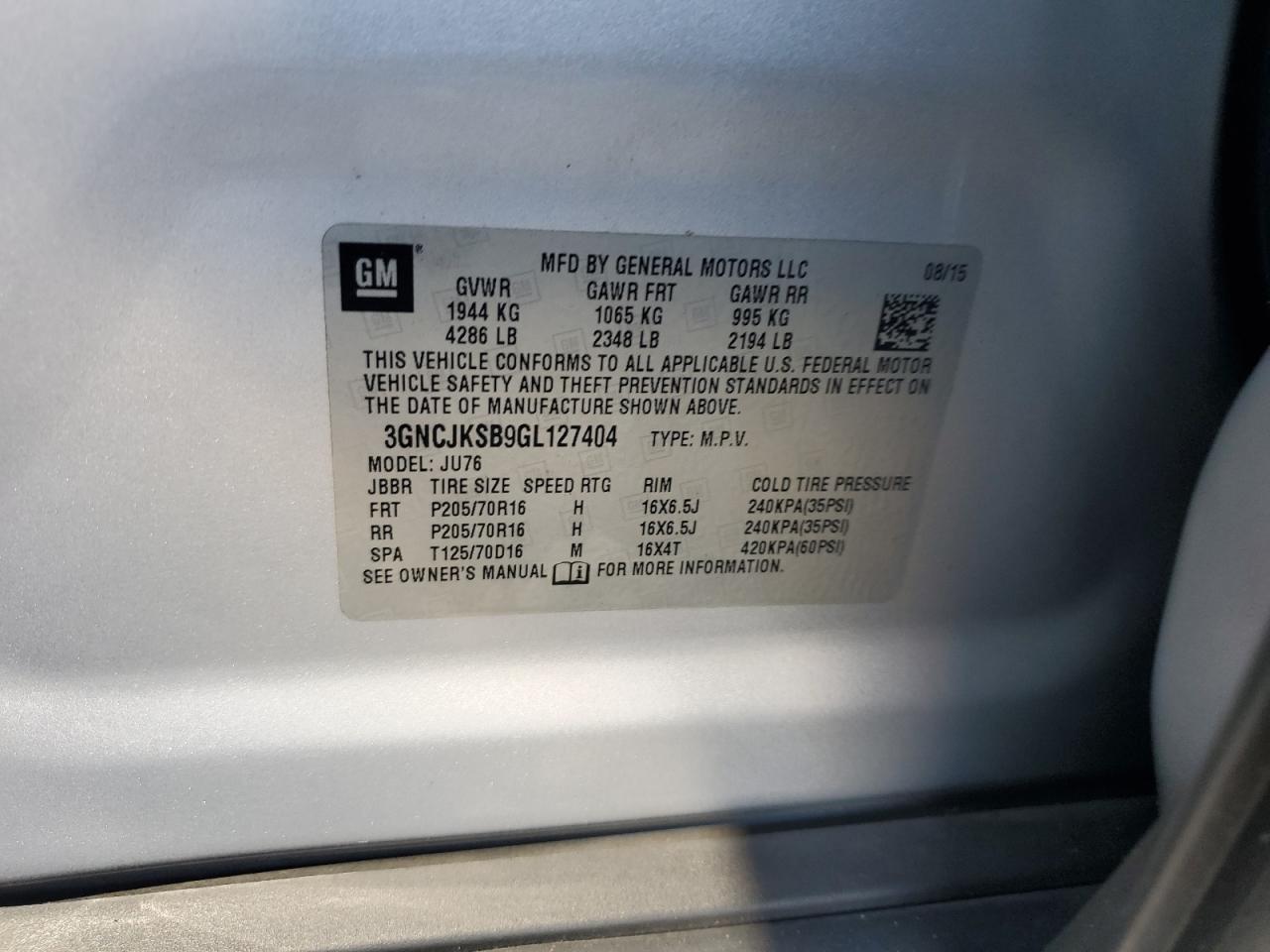 2016 CHEVROLET TRAX
