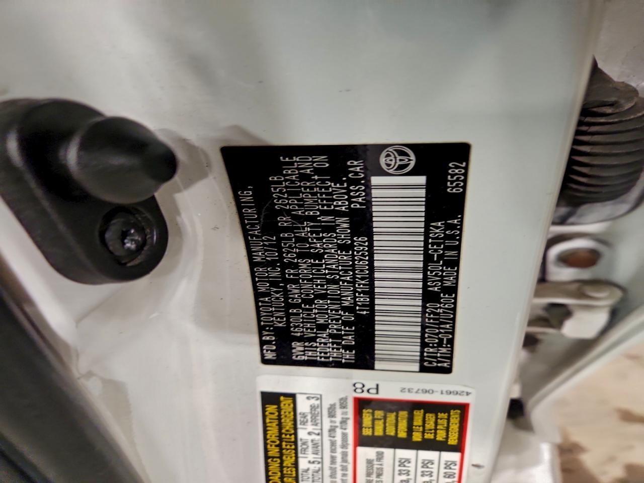 2012 TOYOTA CAMRY