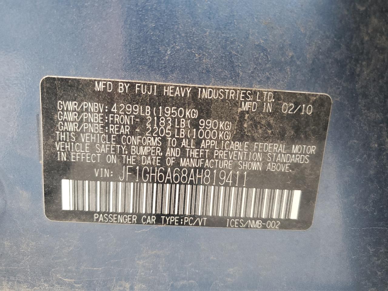 2010 SUBARU IMPREZA