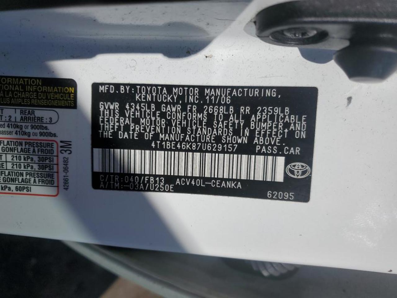 2007 TOYOTA CAMRY