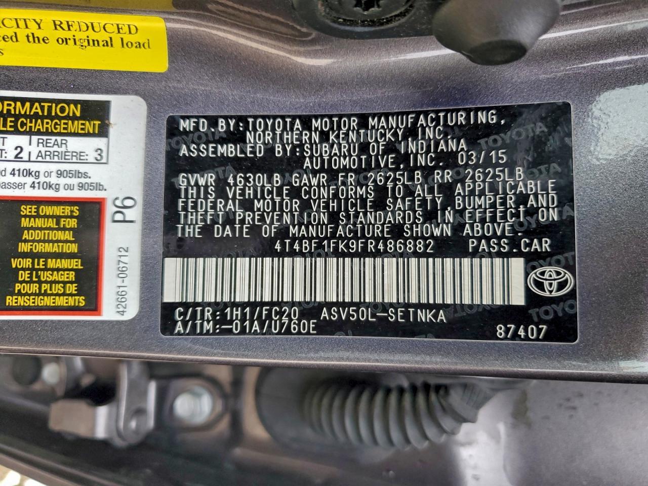 2015 TOYOTA CAMRY