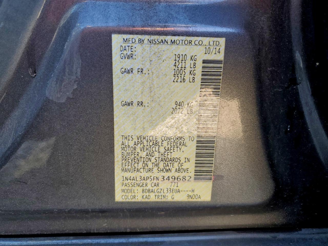 2015 NISSAN ALTIMA