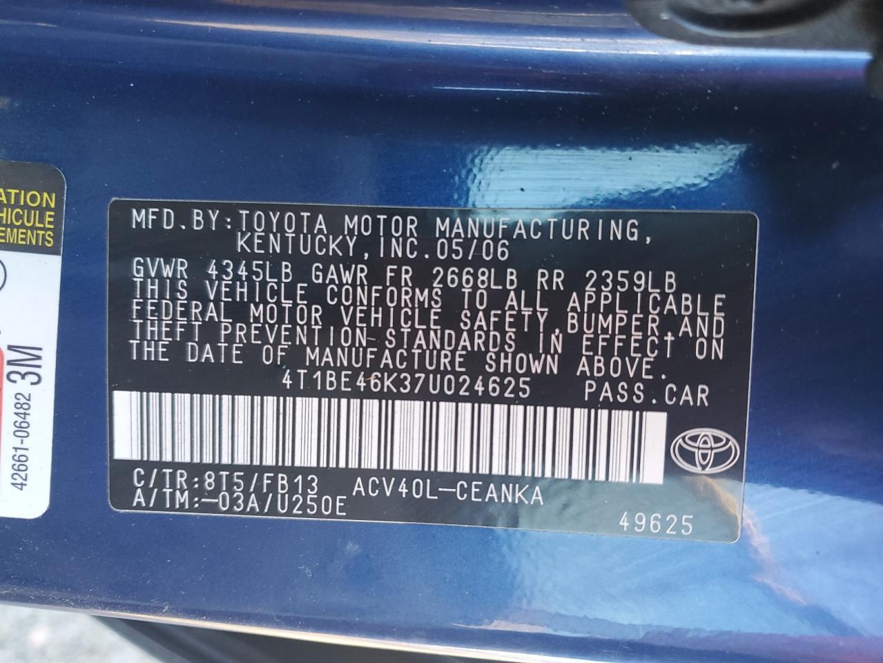 2007 TOYOTA CAMRY