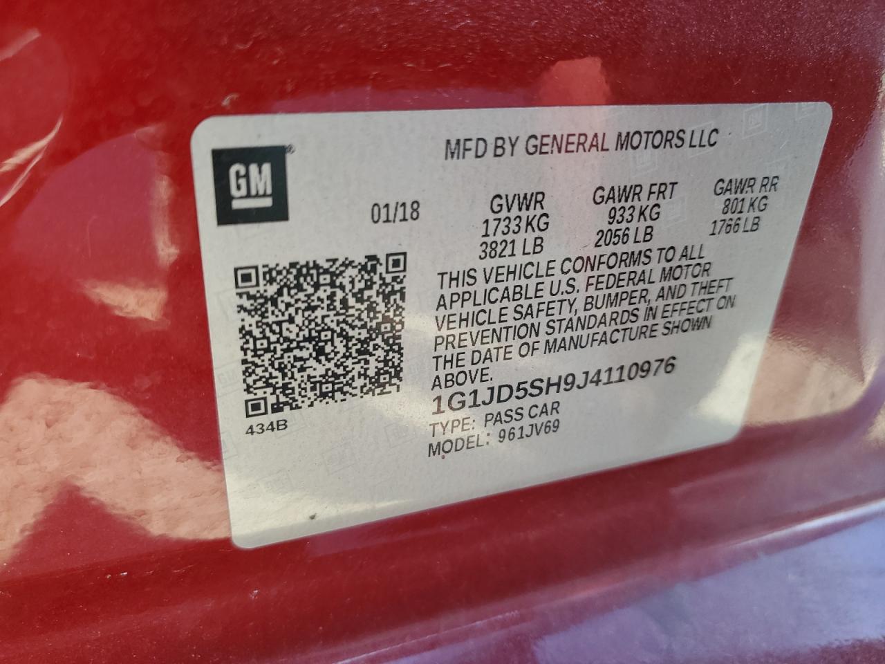 2018 CHEVROLET SONIC