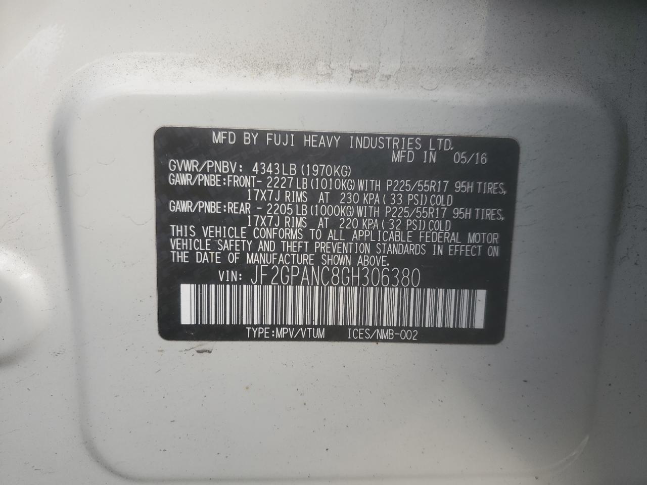 2016 SUBARU Crosstrek