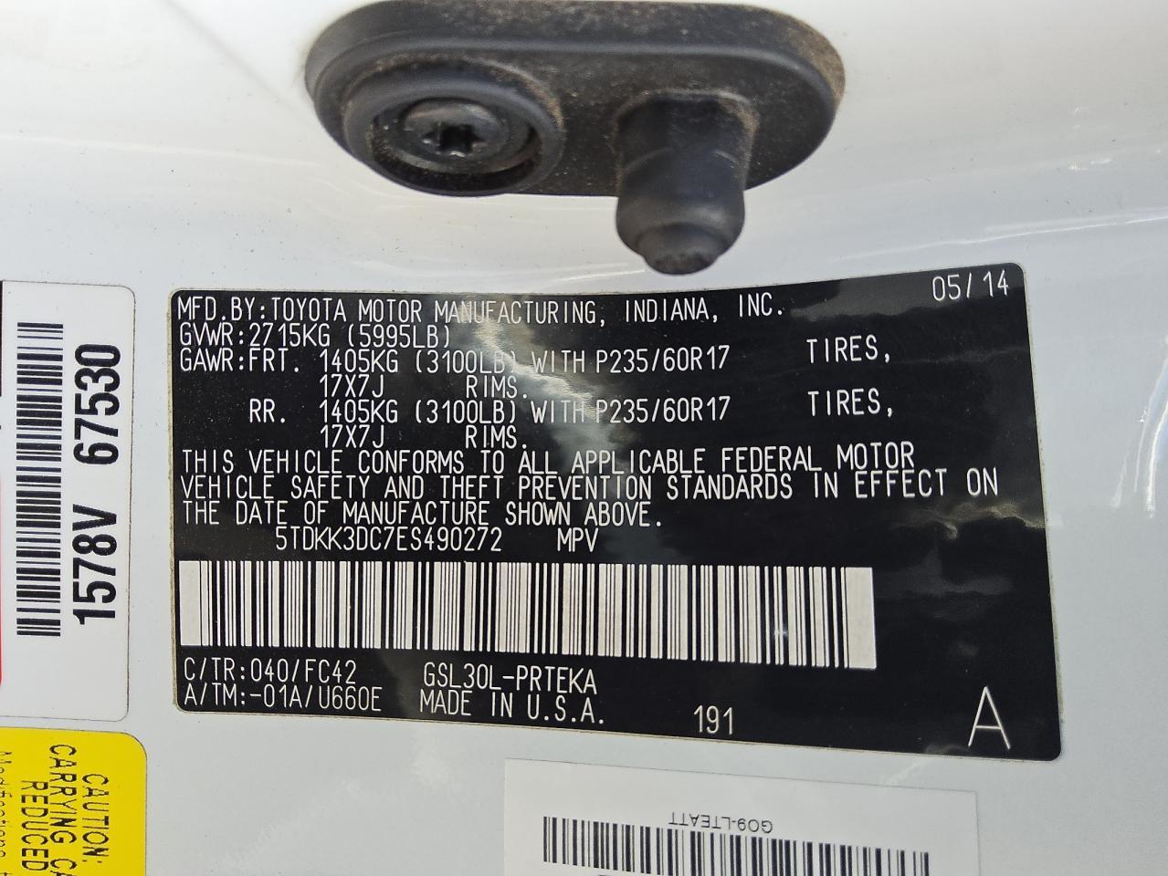 2014 TOYOTA SIENNA