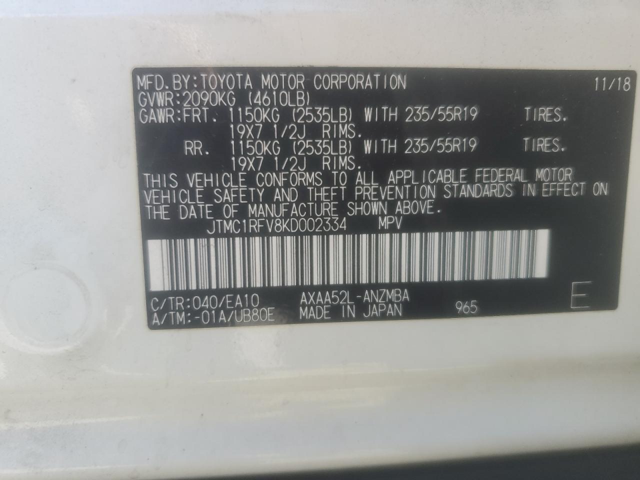 2019 TOYOTA RAV4