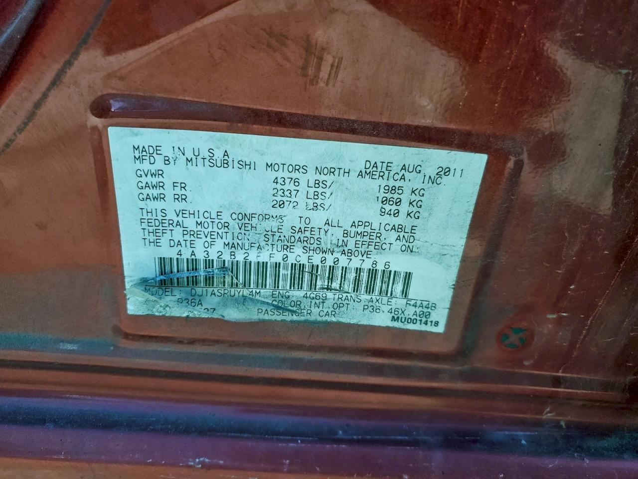 2012 MITSUBISHI Galant