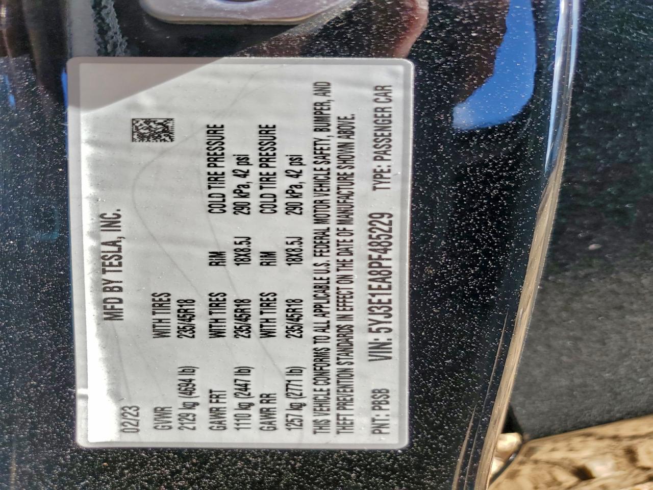 2023 TESLA MODEL 3