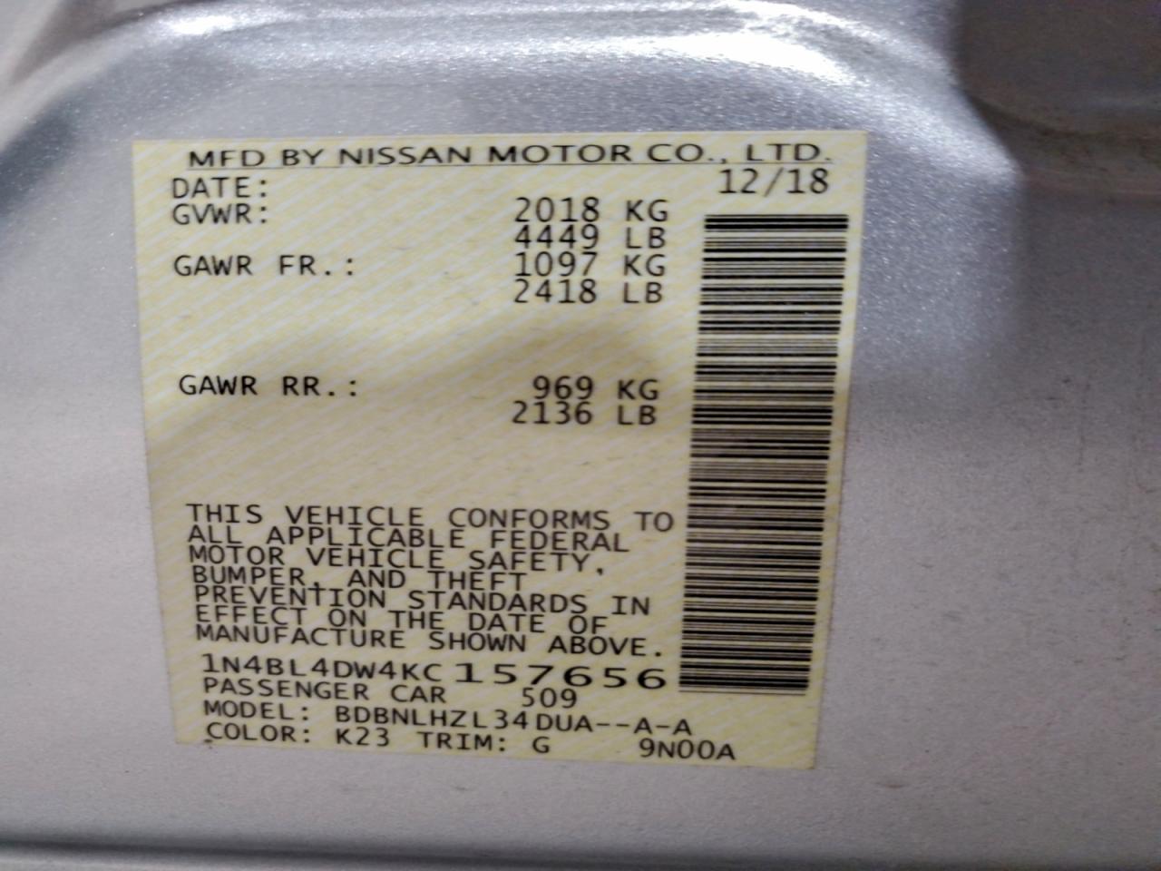 2019 NISSAN ALTIMA