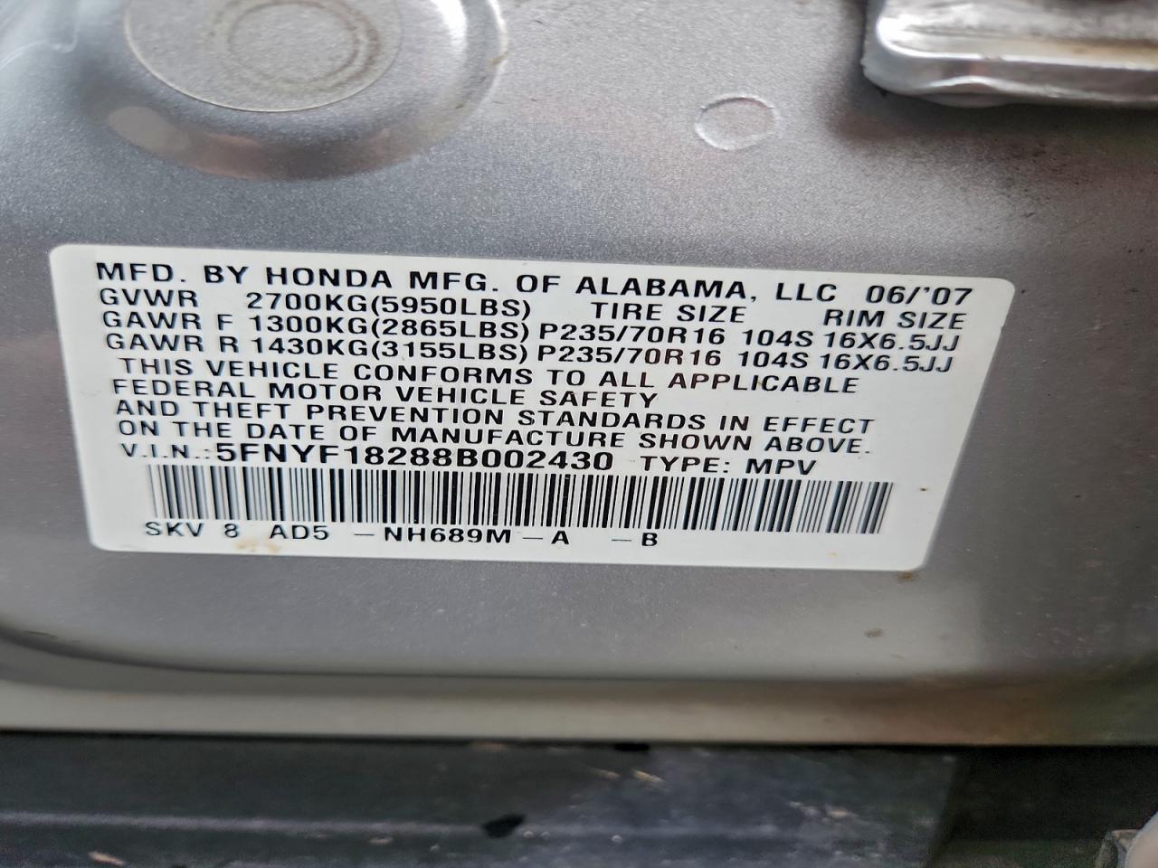 2008 HONDA PILOT