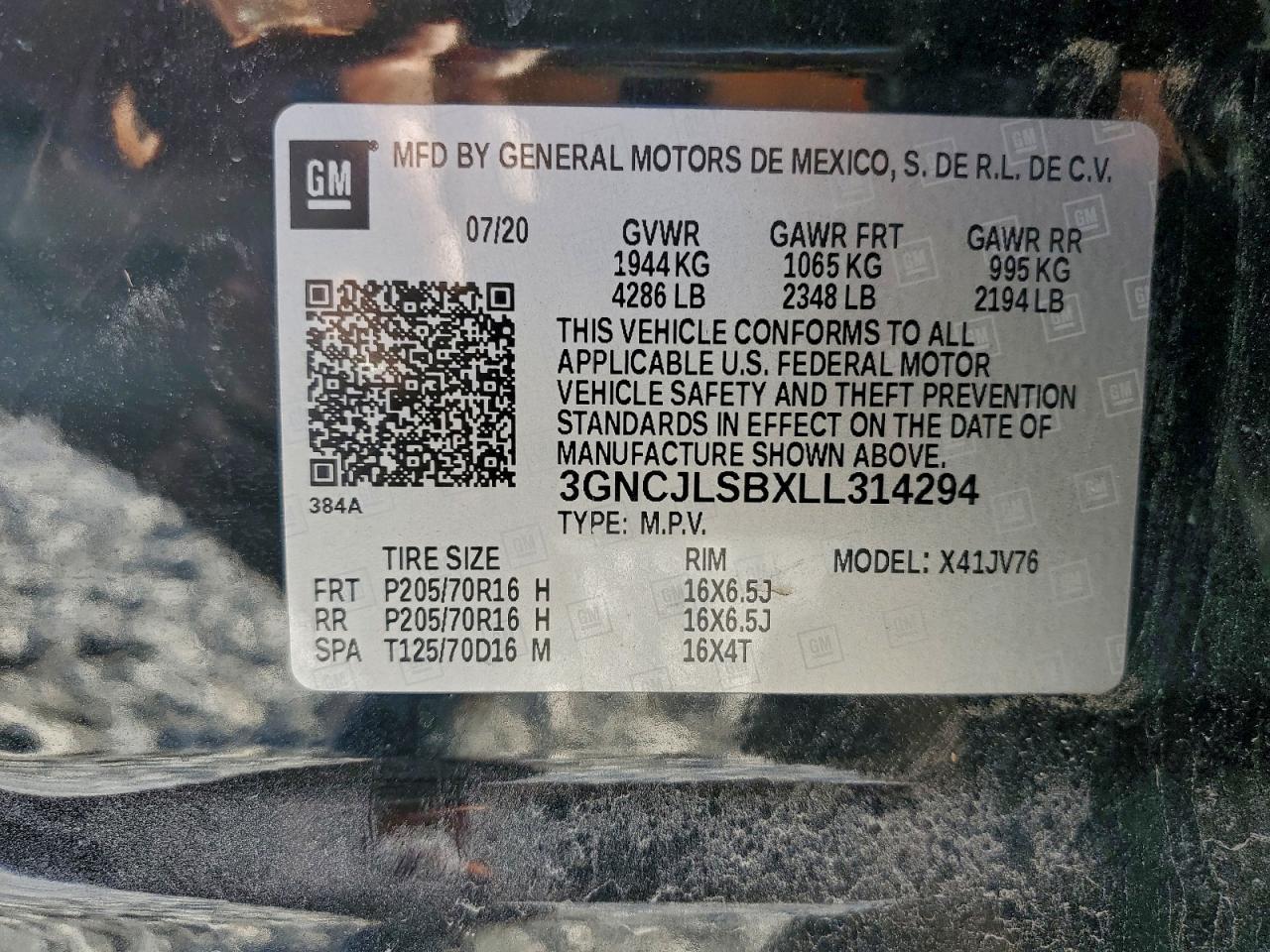 2020 CHEVROLET TRAX
