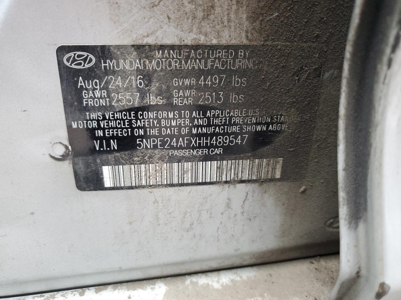 2017 HYUNDAI SONATA