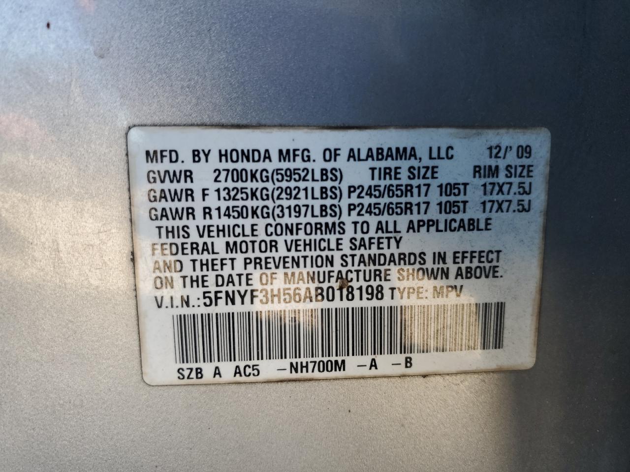 2010 HONDA PILOT