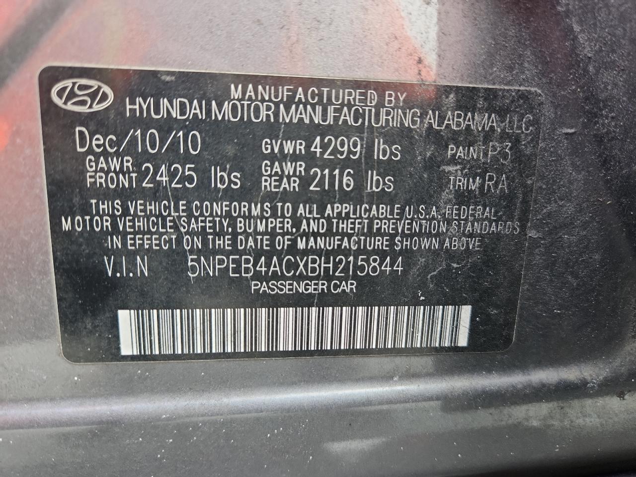 2011 HYUNDAI SONATA