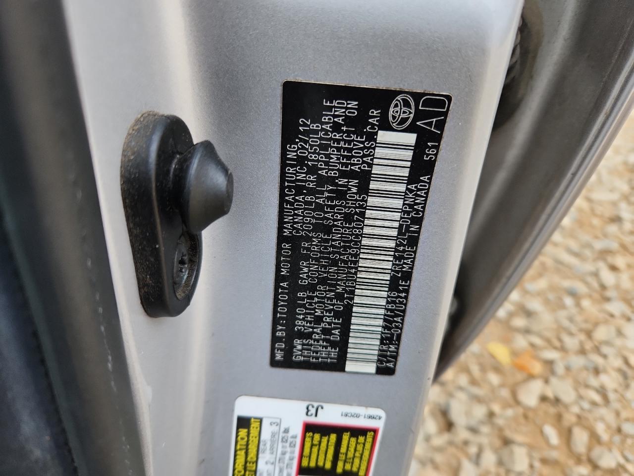 2012 TOYOTA COROLLA