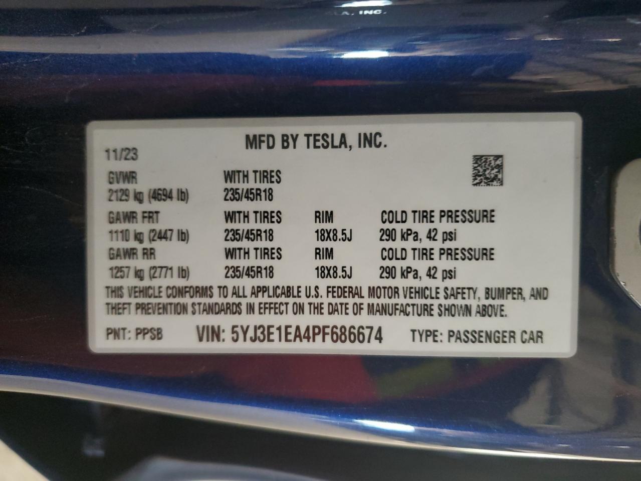 2023 TESLA MODEL 3