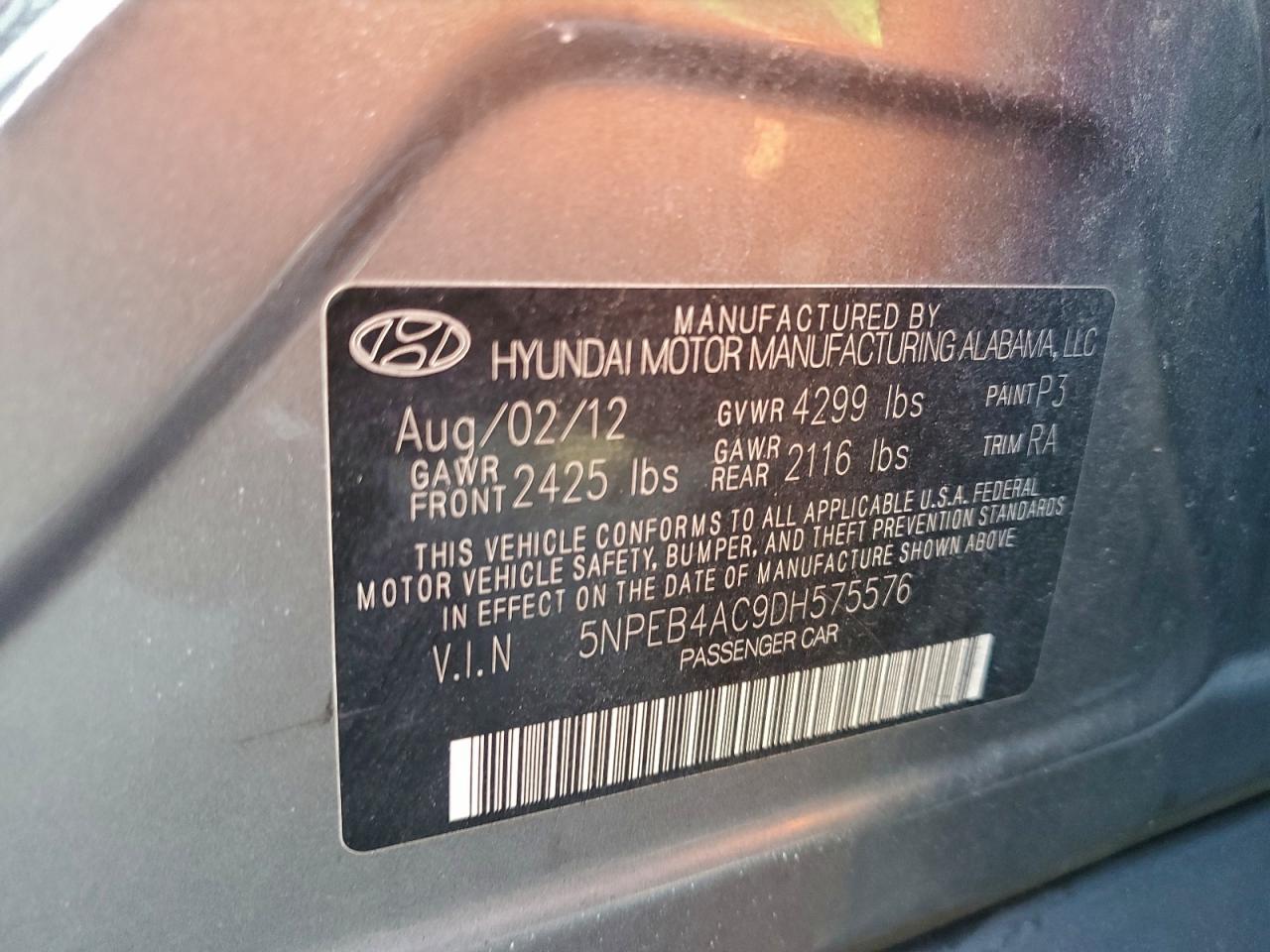 2013 HYUNDAI SONATA