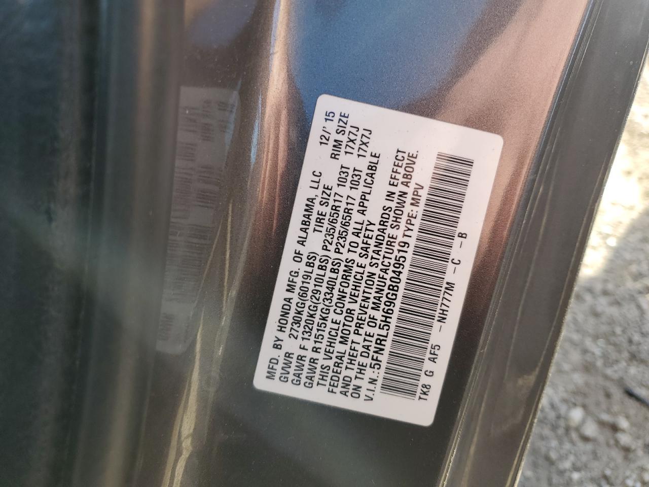 2016 HONDA ODYSSEY