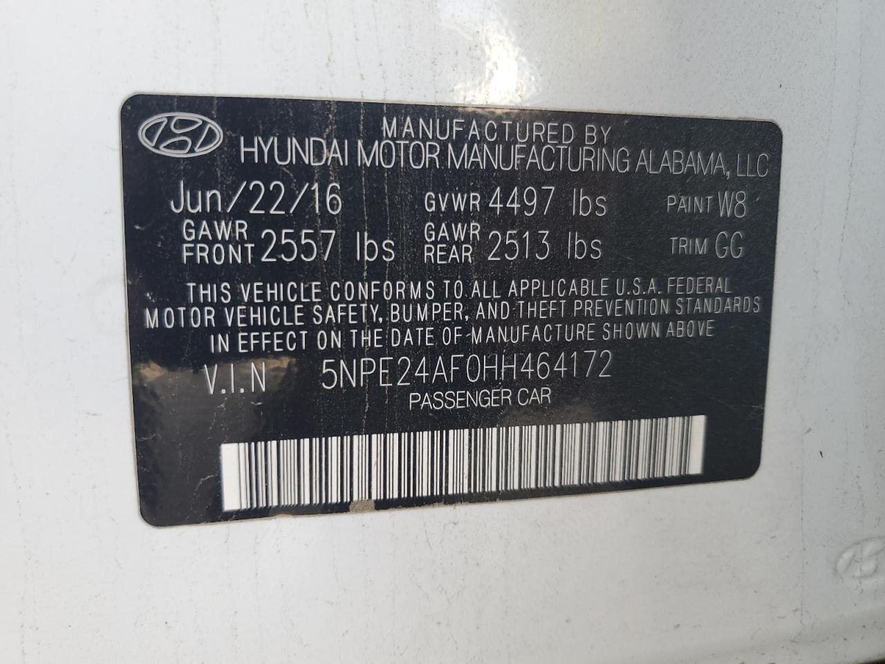 2017 HYUNDAI SONATA