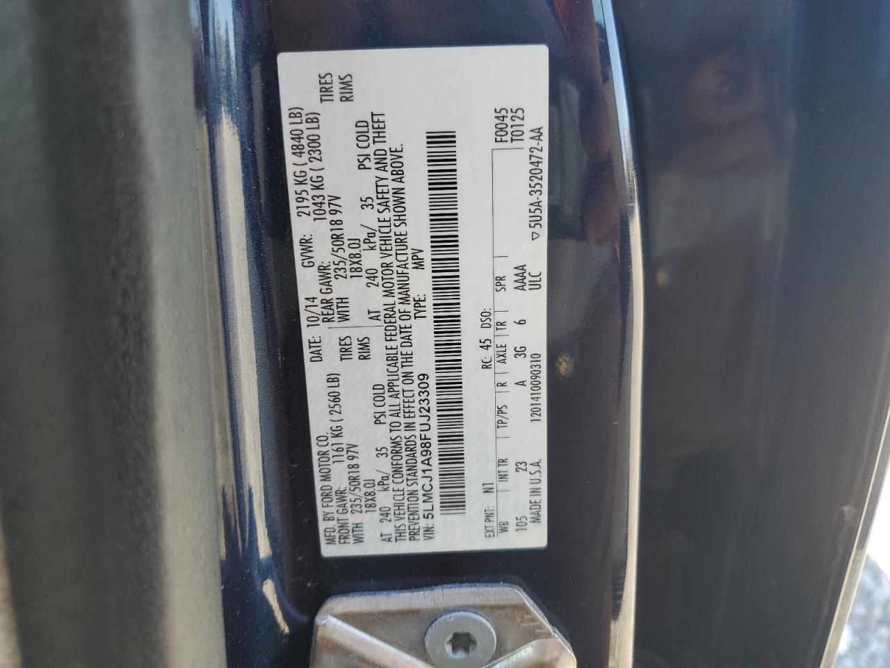 2015 LINCOLN MKC