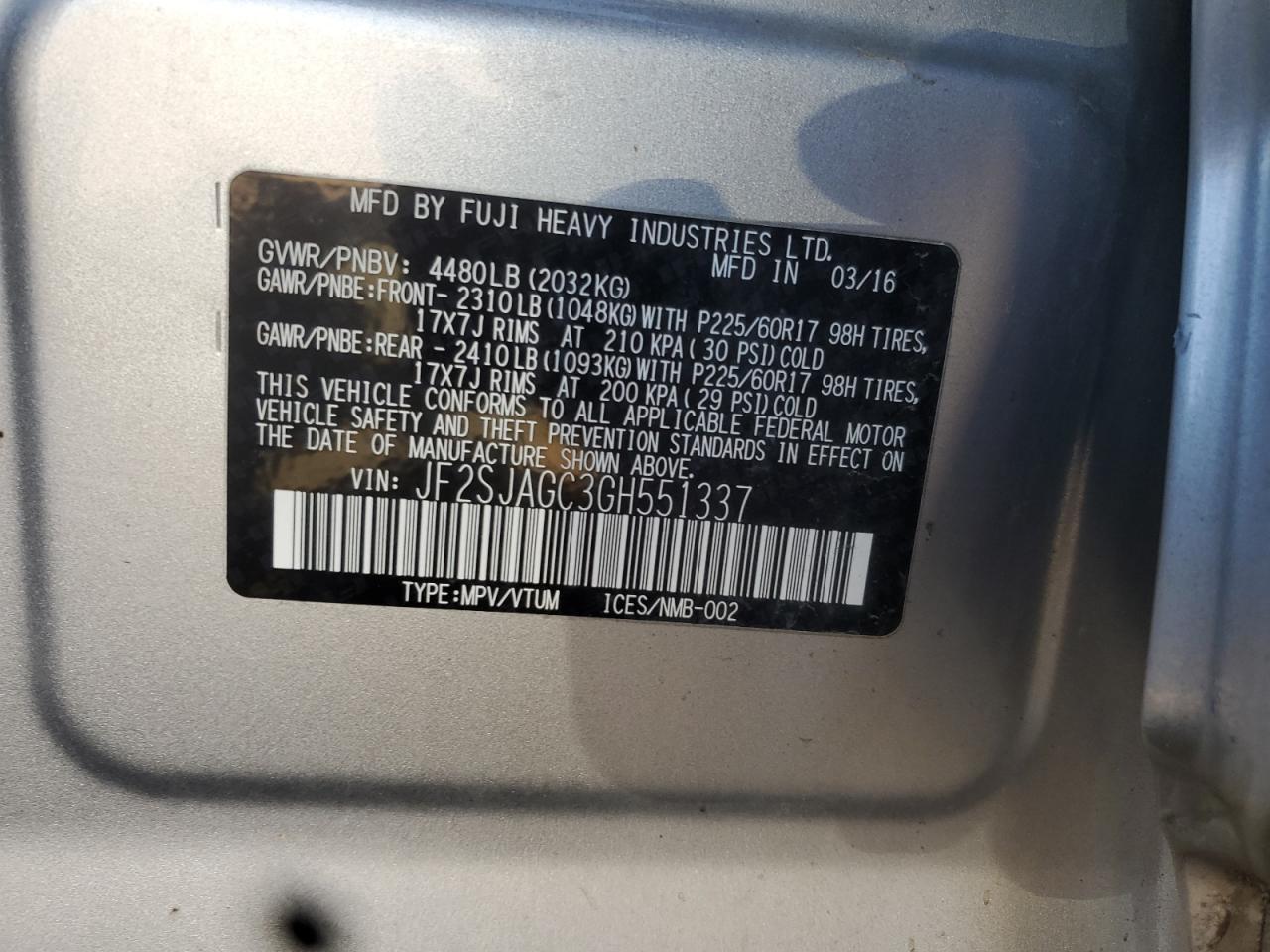 2016 SUBARU FORESTER