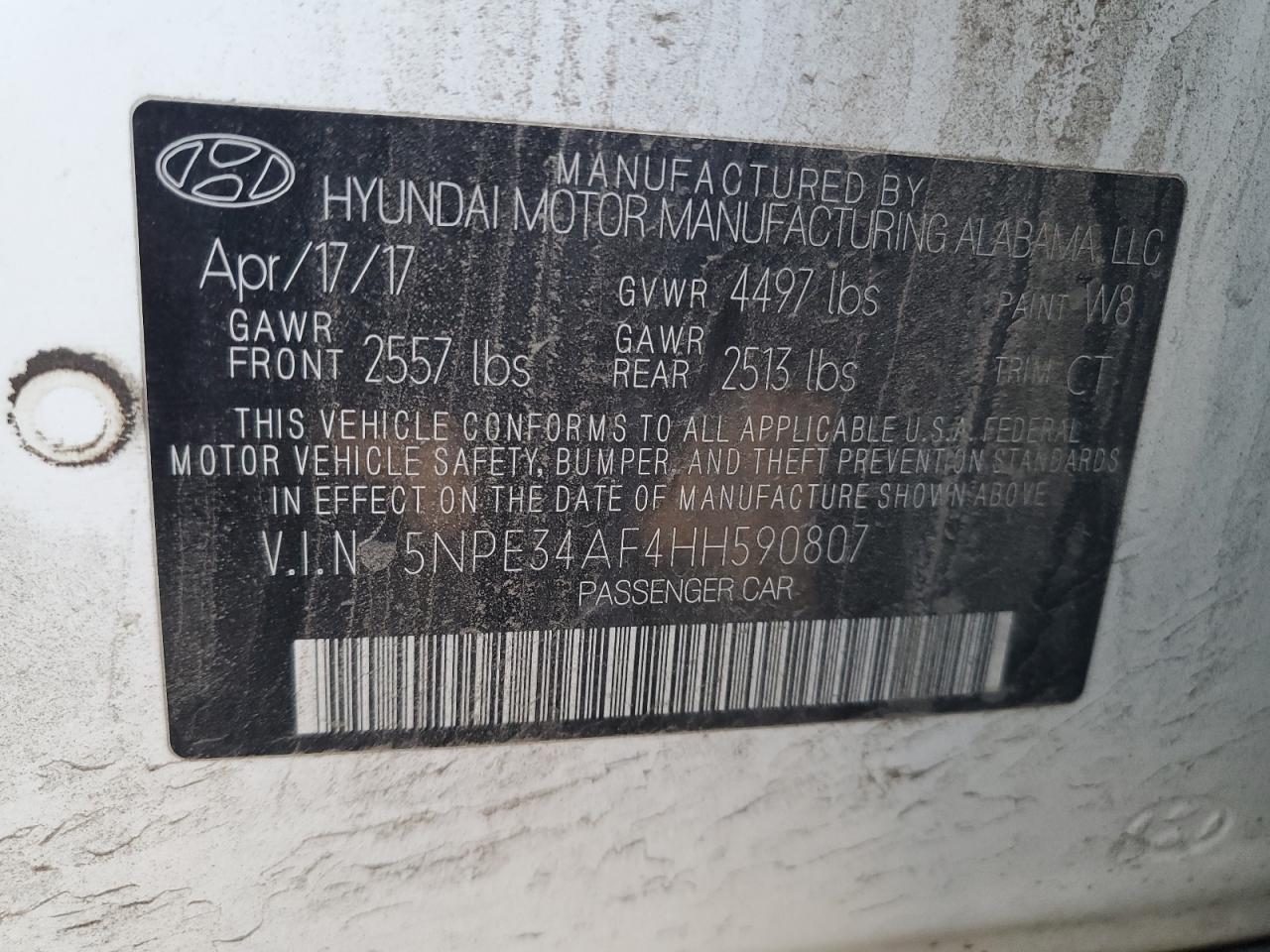 2017 HYUNDAI SONATA