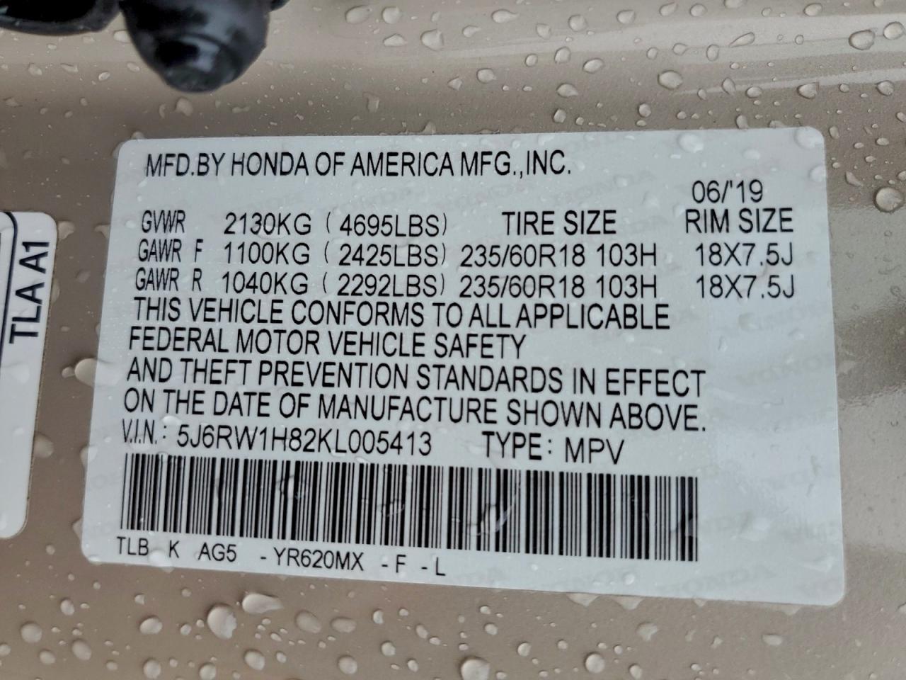 2019 HONDA CR-V