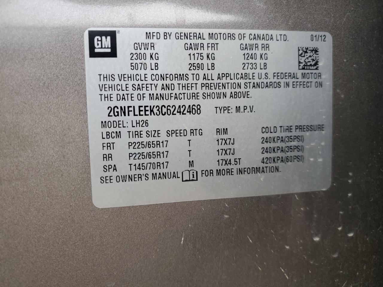2012 CHEVROLET EQUINOX
