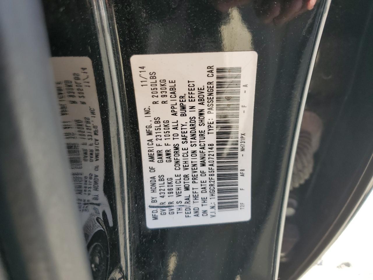 2015 HONDA ACCORD