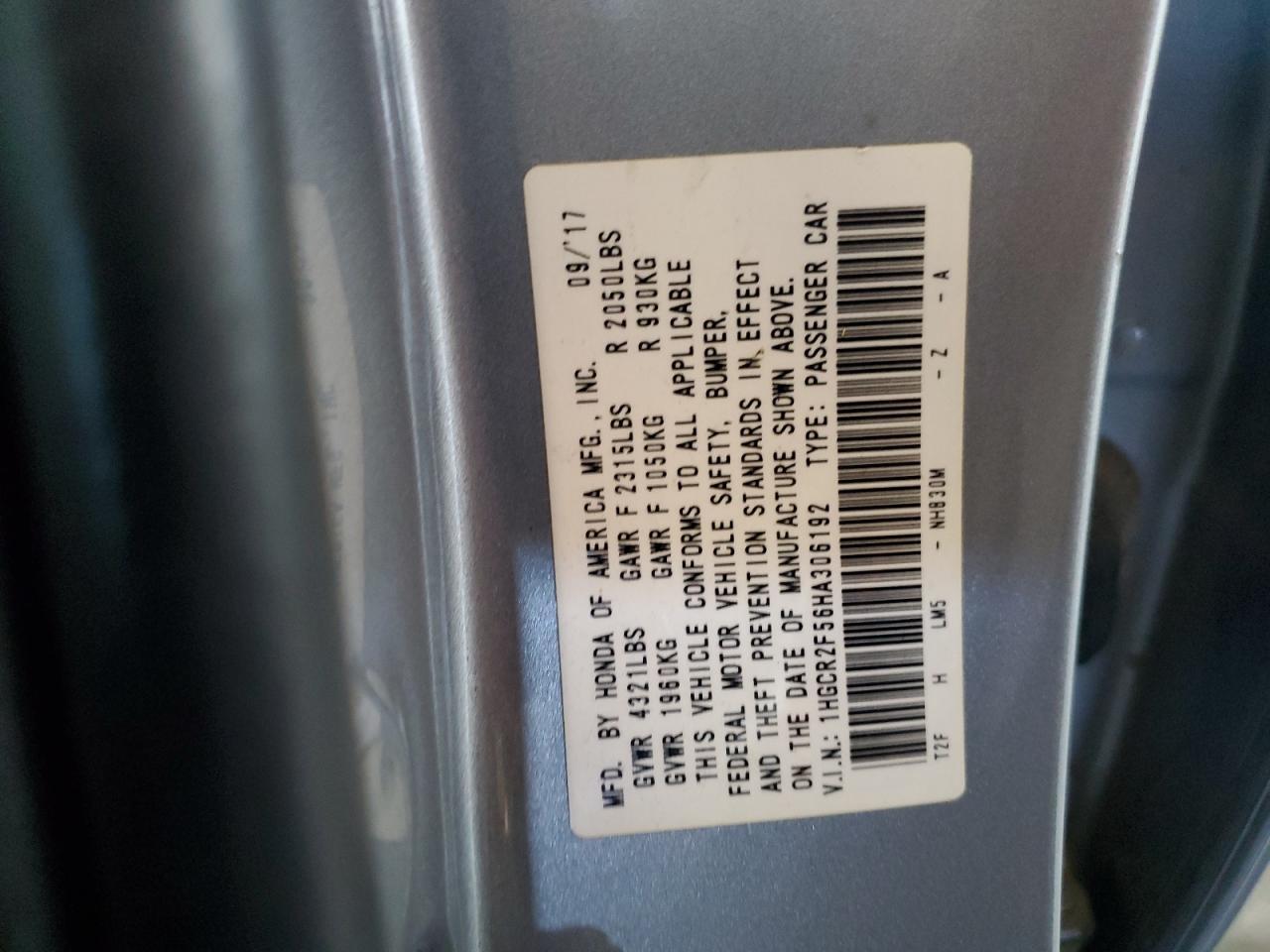 2017 HONDA ACCORD