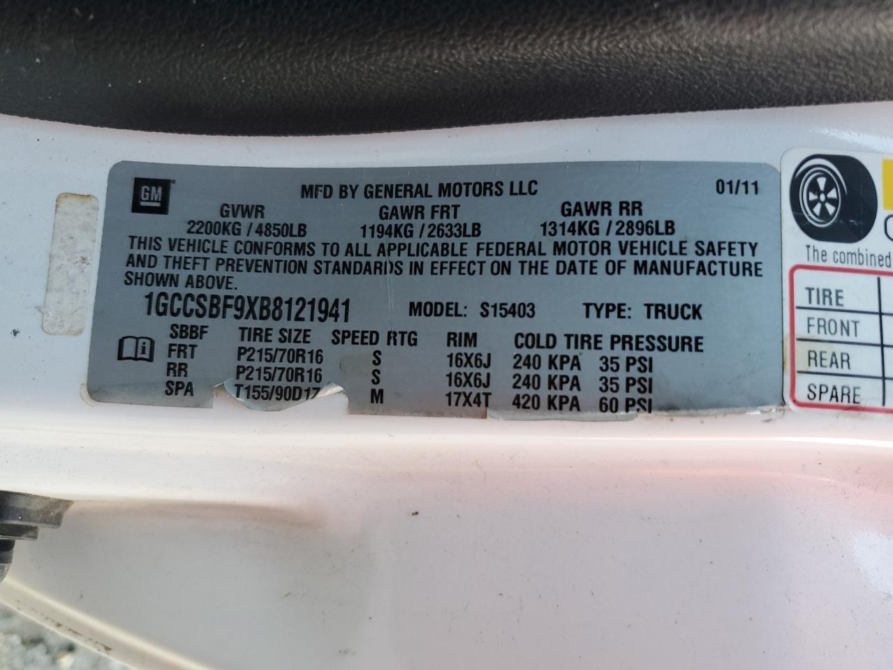 2011 CHEVROLET COLORADO