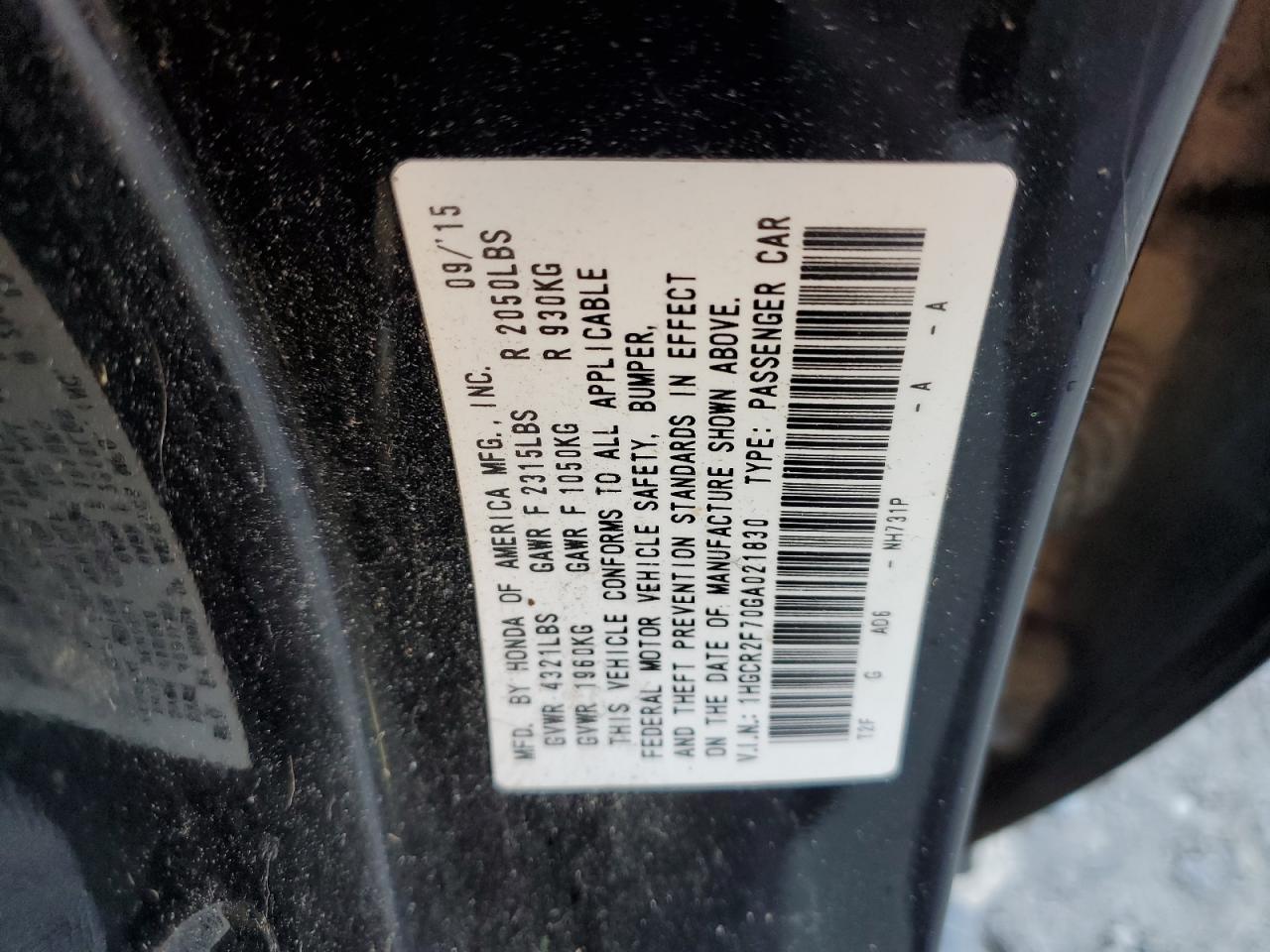 2016 HONDA ACCORD