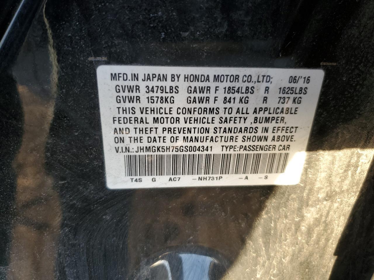 2016 HONDA FIT