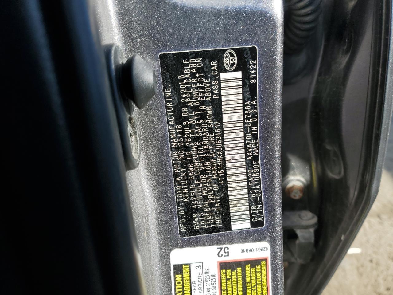 2018 TOYOTA CAMRY