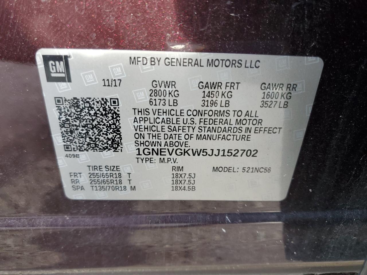 2018 CHEVROLET TRAVERSE