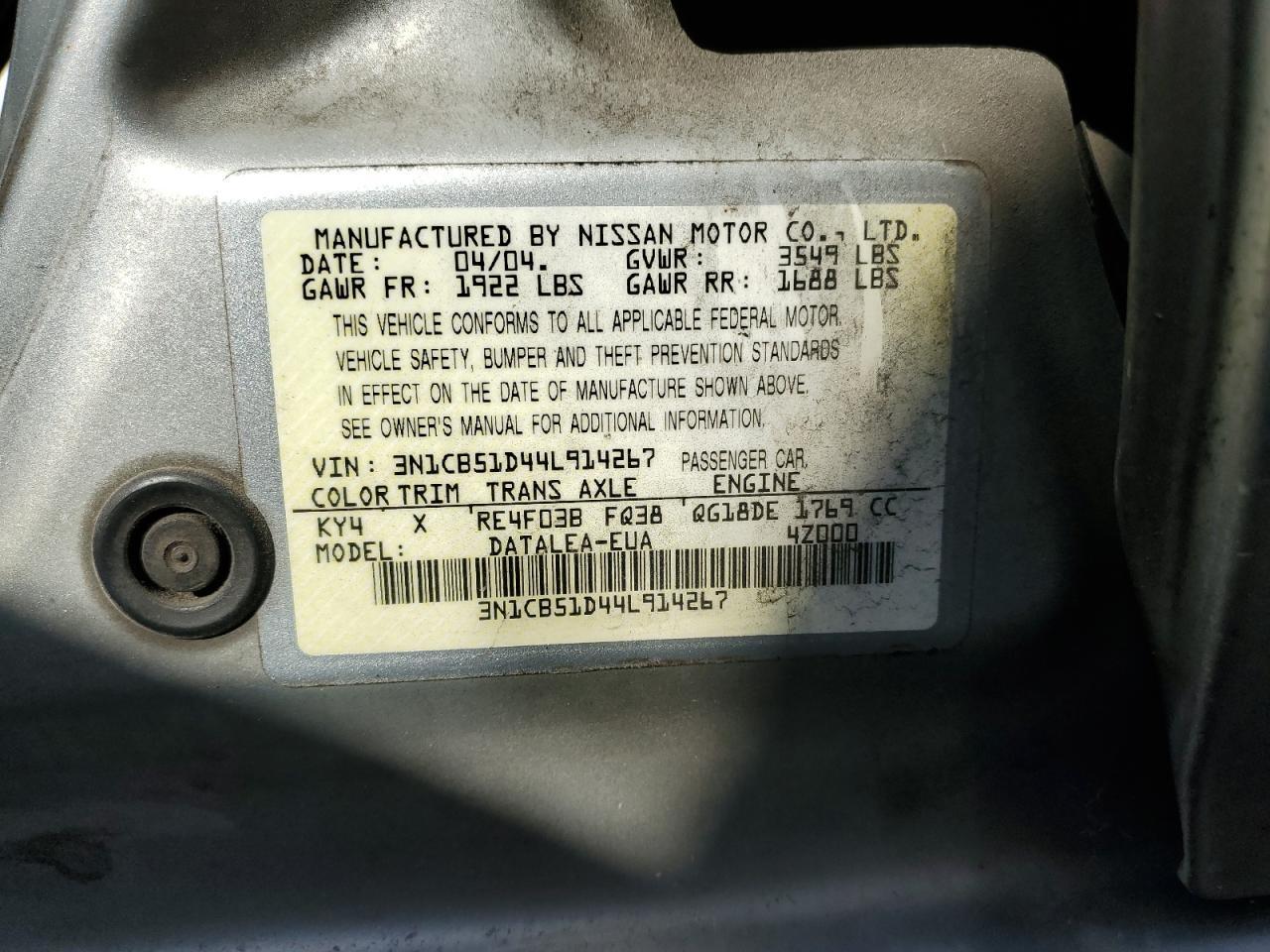 2004 NISSAN SENTRA