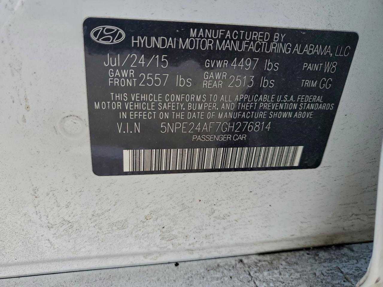 2016 HYUNDAI SONATA