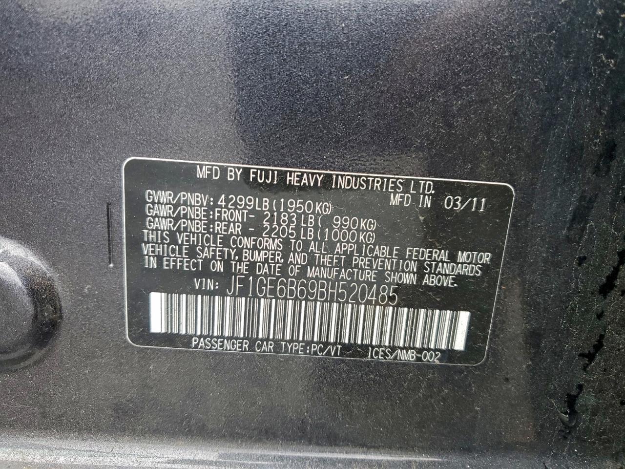 2011 SUBARU IMPREZA