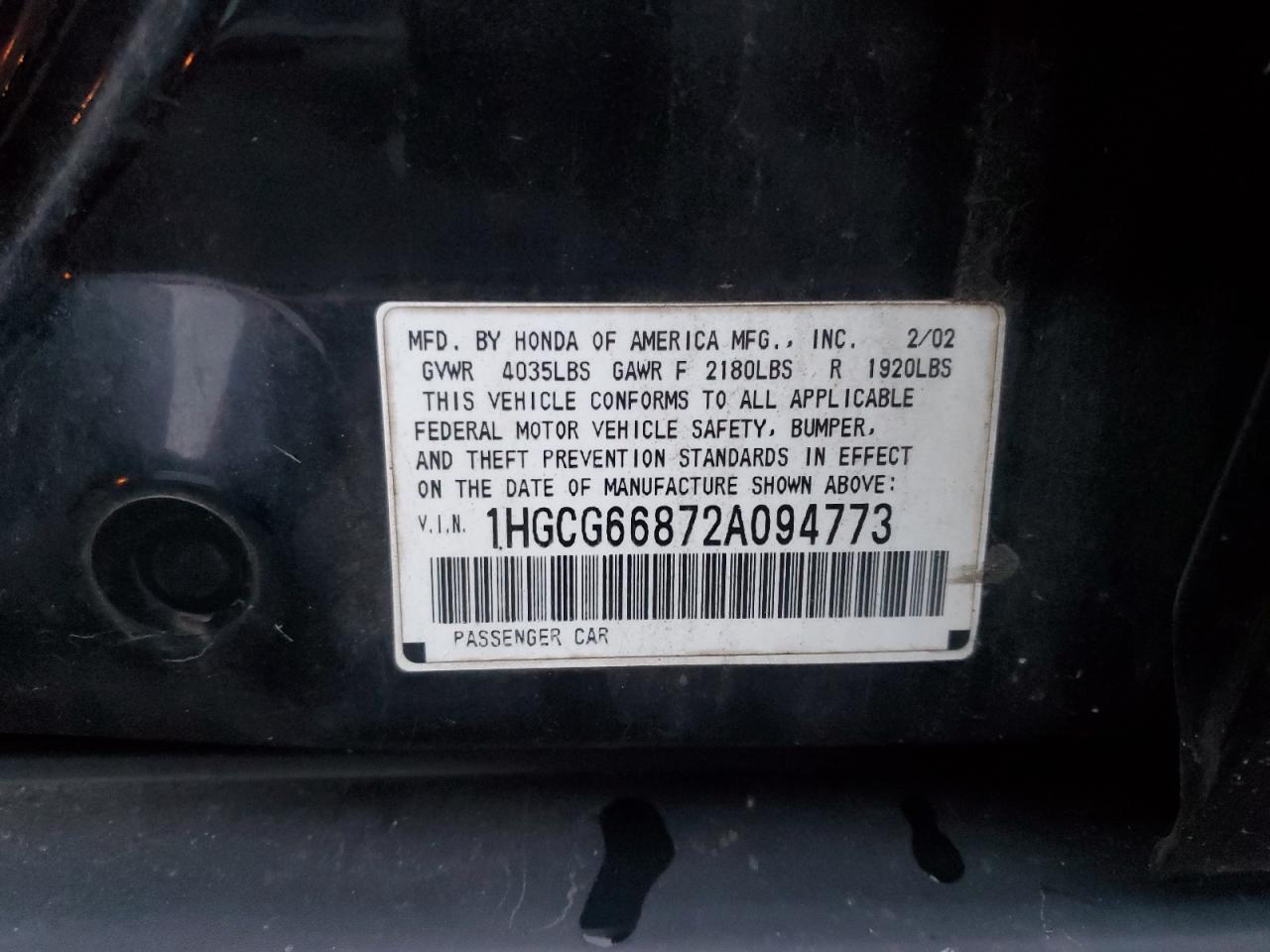 2002 HONDA ACCORD