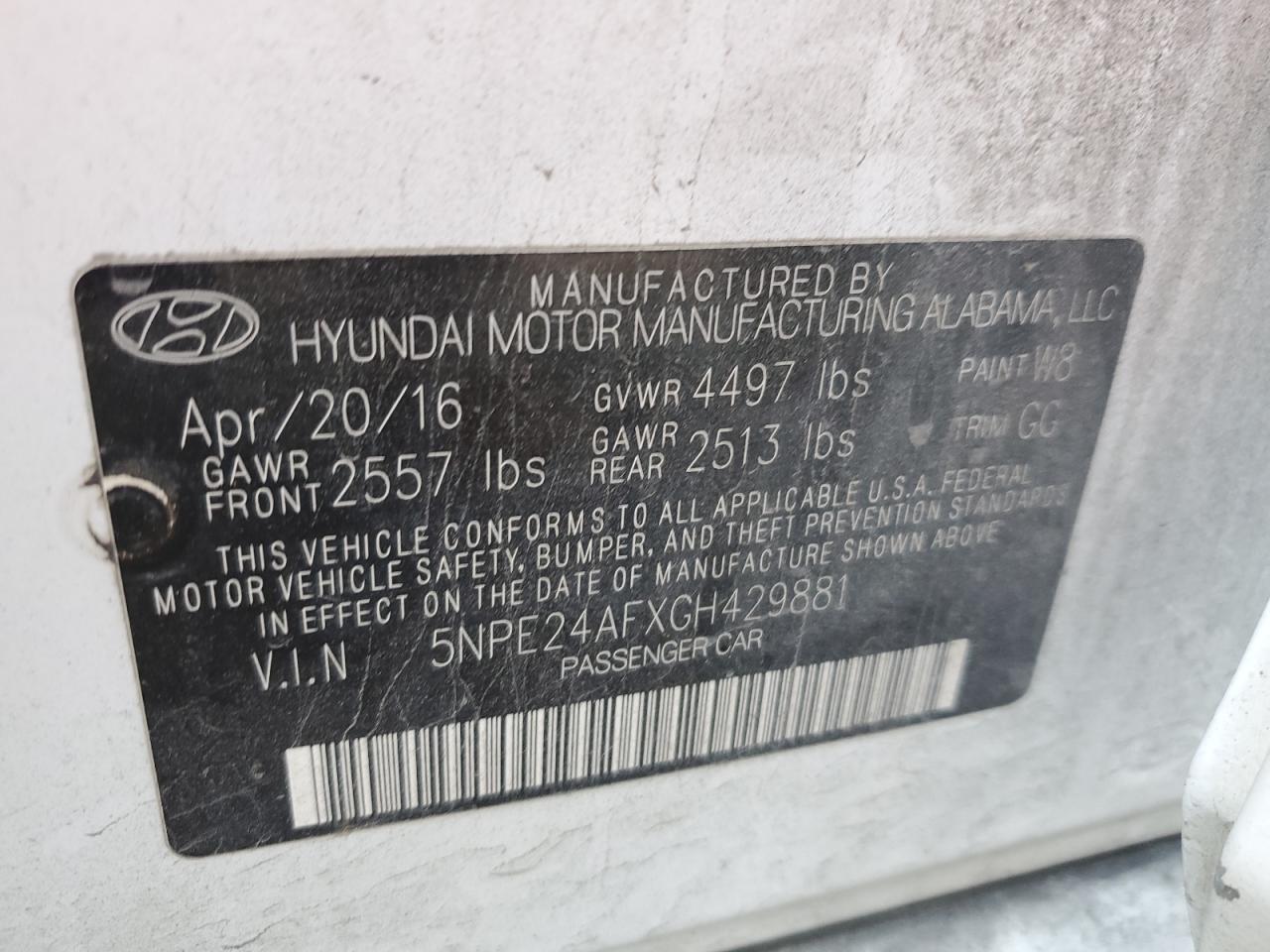 2016 HYUNDAI SONATA