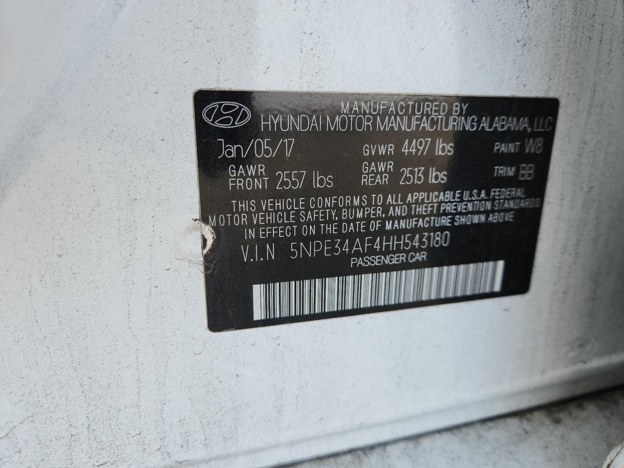 2017 HYUNDAI SONATA