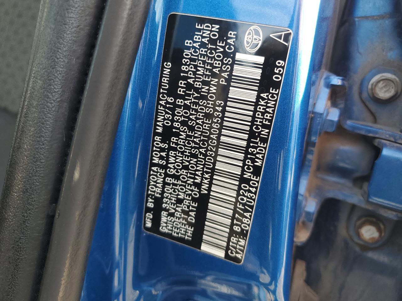 2016 TOYOTA YARIS