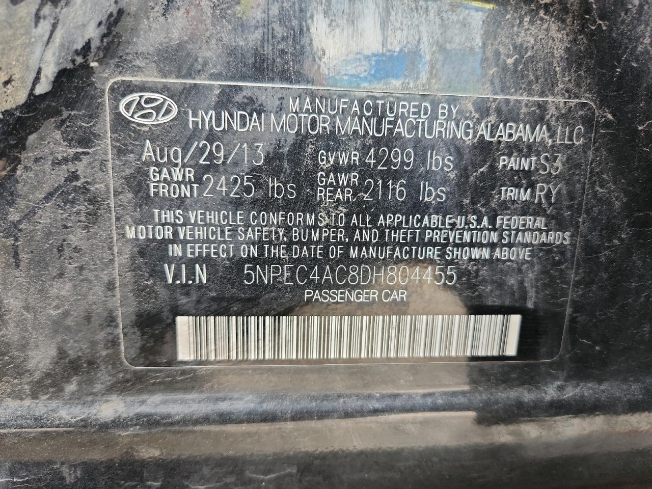 2013 HYUNDAI SONATA